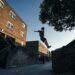 Parkour on the Archway estate in London. Athlete: Guillame Larrazabal.
