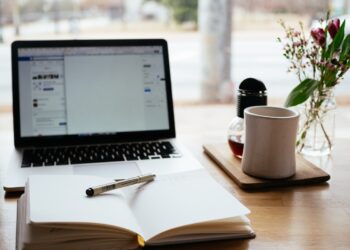 Laptop and notepad