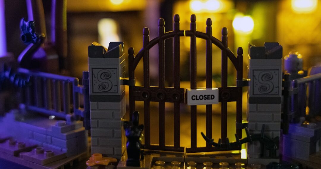 Thackery Binx stands at the gate in this LEGO set recreation from the 1993 classic "Hocus Pocus."