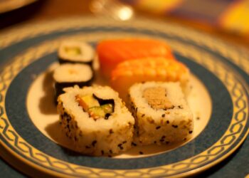 Japan food in a yellow dominant