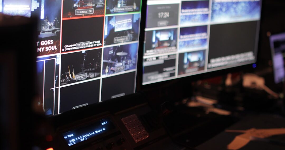 Tv-studio met camera en spotlights