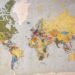 Pinned locations on map of globe.