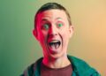 A portrait of a young man made during a fun session of portrait practice in very odd lighting.