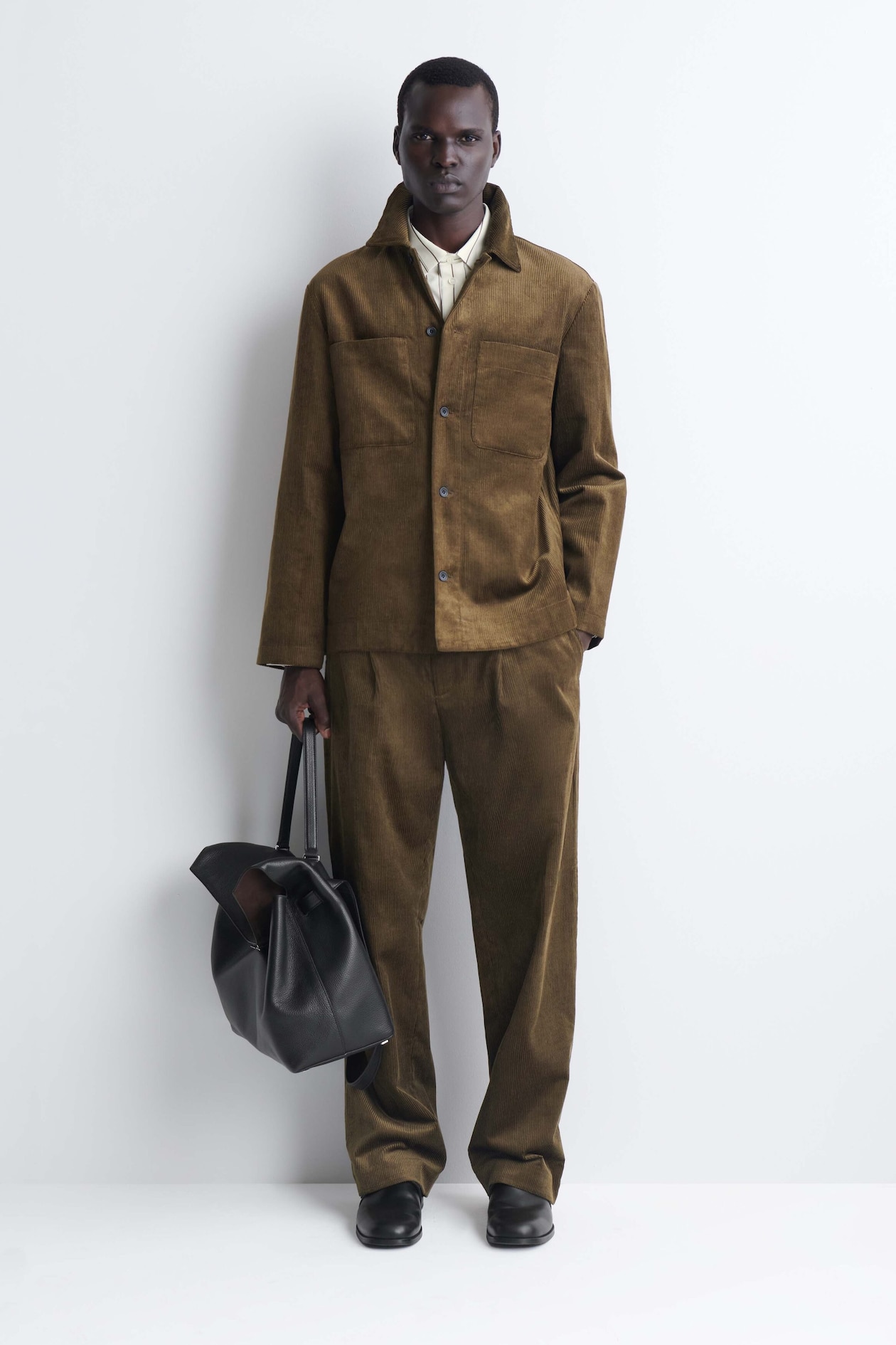 Bruin corduroy overshirt met borstzakken