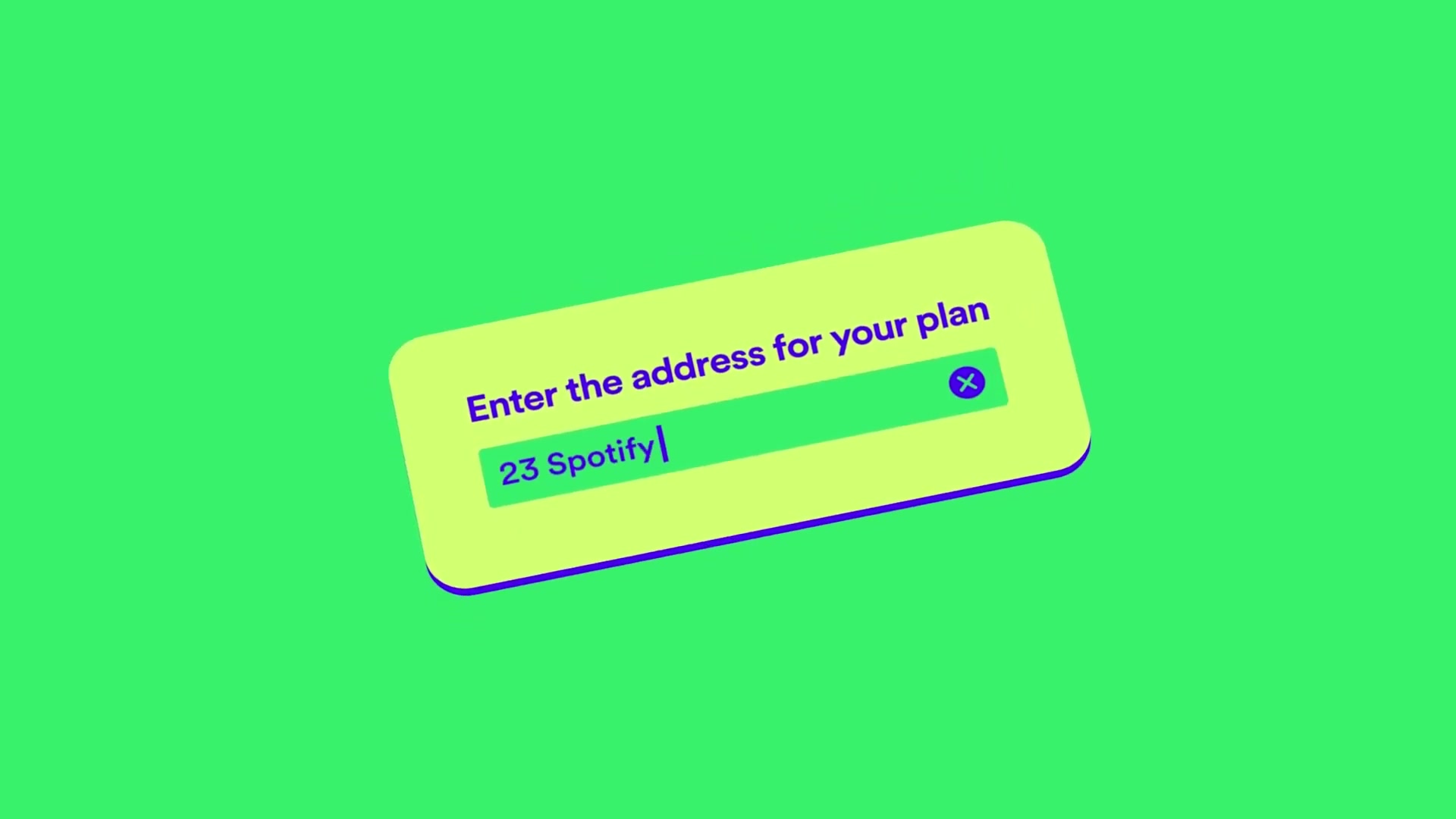 Invoerveld voor het adres van een Spotify Premium Family-abonnement uit een uitlegvideo van Spotify